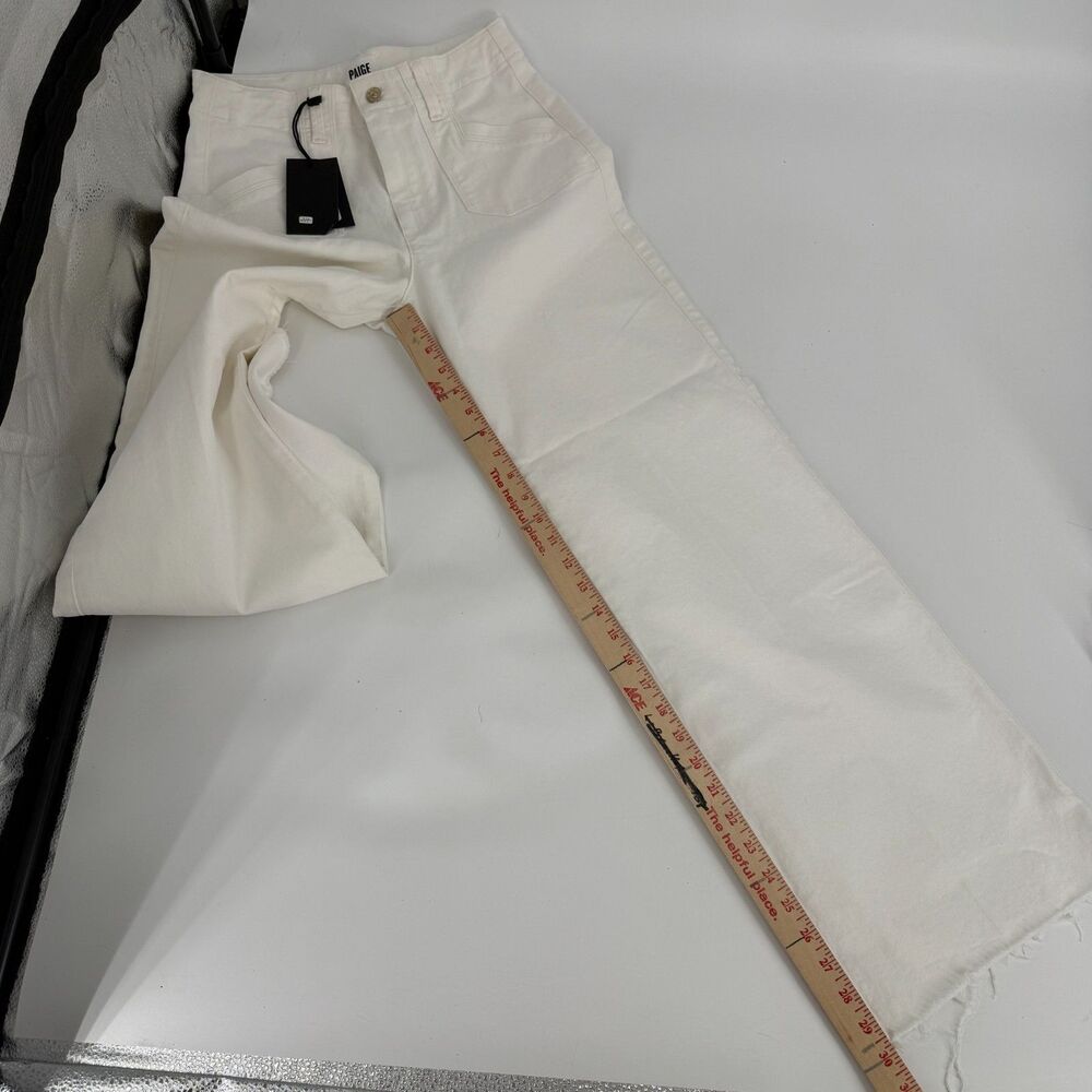 Paige Anessa Tonal Ecru Anthropologie 26 x 30” Wide-Leg Raw Hem Cream Ivory Boho - Picture 11 of 12